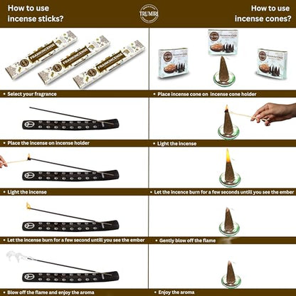 Frankincense Scented Incense Sticks & Incense Cones Combo Pack - 60 Insence-Sticks + 30 Insence Cones - Inscense - Incense Cones Scented - Insents - color: Frankincense