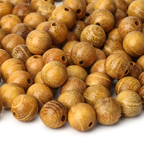 200pcs 6mm Natural Sandalwood Round Beads Gorgeous Craft Handmade Polished Spacer Mala Pray Beads with Elastic Cord for Bracelets DIY Rosary Tasbih Jewelry Making - color: Golden Sandalwood (200 pcs), size: 6mm Diameter
