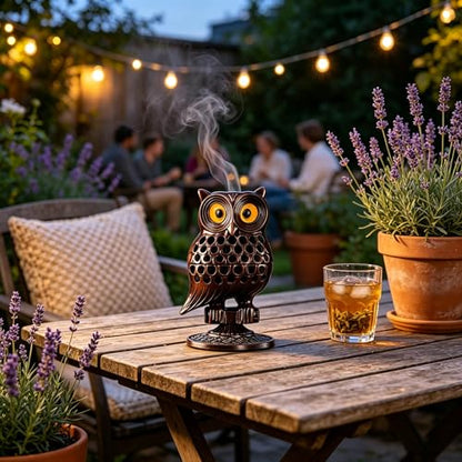 Alloy Owl Shaped Incense Burner with Incense Coils–(Purple) - color: Purple
