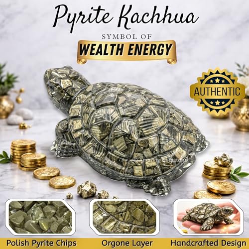 Amazing Gemstone Natural Pyrite Tortoise Turtle Figurine, Large - color: Pyrite, size: Large