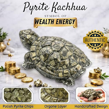 Amazing Gemstone Natural Pyrite Tortoise Turtle Figurine, Large - color: Pyrite, size: Large
