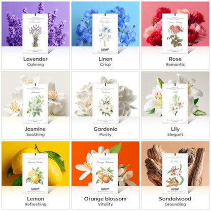 MYARO 12 Pack Gardenias Scented Sachets, Closet Deodorizer Car Freshener - color: Gardenias, size: 12 Packs