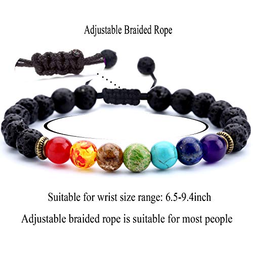 Men Women 8mm Lava Rock Beads Chakra Bracelet - color: set4
