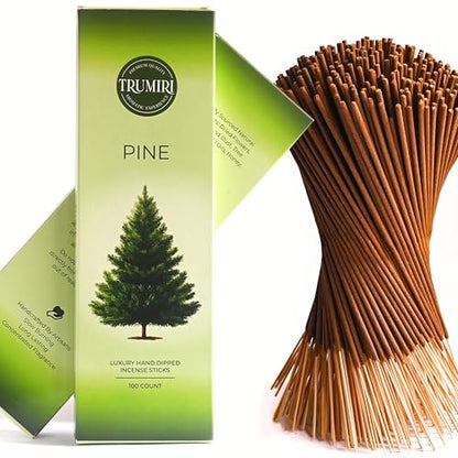 Pine Incense Sticks - Bulk Pack of 100 Insence-Sticks - Made with Natural Pino Oil - Scented Incienso Aromaticos Non Toxic Inscent Insense - color: Pine