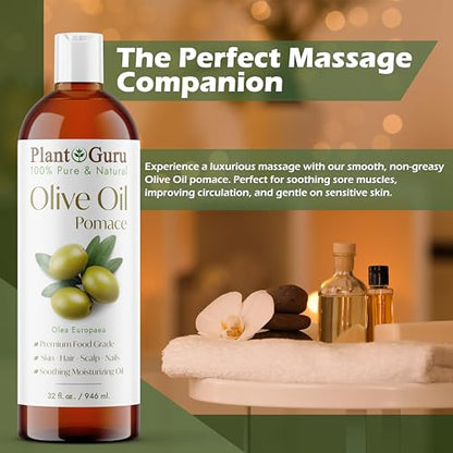 Plant Guru Olive Oil Pomace 16 fl. oz. 100% Pure Natural Carrier Moisturizer For Skin, Body, Face And Hair Growth. Great For DIY Soap Making, Cosmetics and Massage. - size: 16 Fl Oz (Pack of 1)