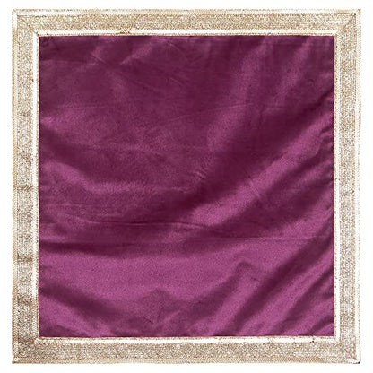 Indian Consigners Purple Wine Velvet Cloth with Golden Shinny Border, Aasan, Alter, Altar, Tarot Table Cloth Holy Square Tablecloth