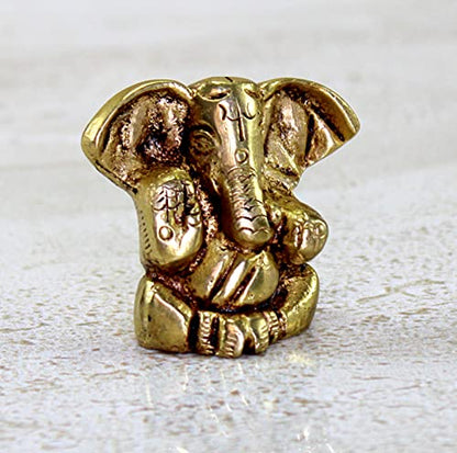 eSplanade Brass Ganesha Idol for Car Dashboard God Idol - 2" Inches Ganesha Murti for Desk Decor, Ganapati Statue, Ganapathi Sculpture | Antique Decor Item | Home Decor Gift Showpieces - style: Ganapati