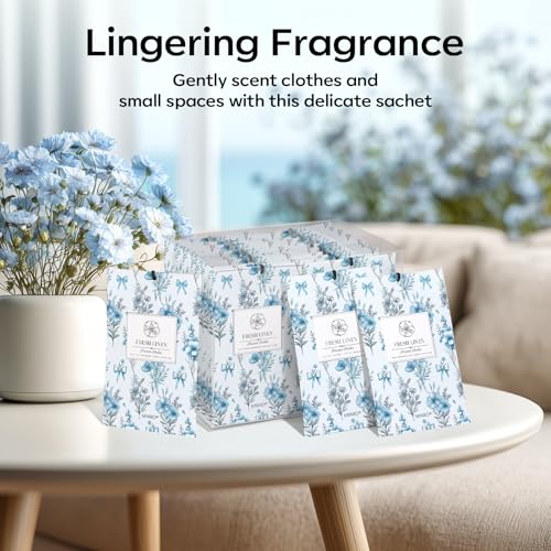 MYARO 20 Pack Linen Scented Sachets, Closet Deodorizer Car Air Freshener - color: Linen, size: 20 Packs