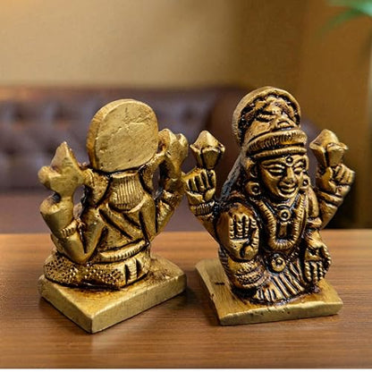 Brass Laxmi Ganesh Idol Pair 1.5 Inch Height, 120 Gram | Hindu Religious Figurine Murti Statue for Diwali, Home Temple, Office, Workplace & Festive Decor Showpiece