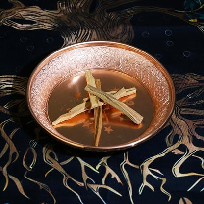 Copper Offering Prayer Ritual Bowl Plate - Great for use Meditation,Smudging, Incense,Candle Dish, Ash Catcher,Jewelry Dish,Witches(Praying) - style: Praying
