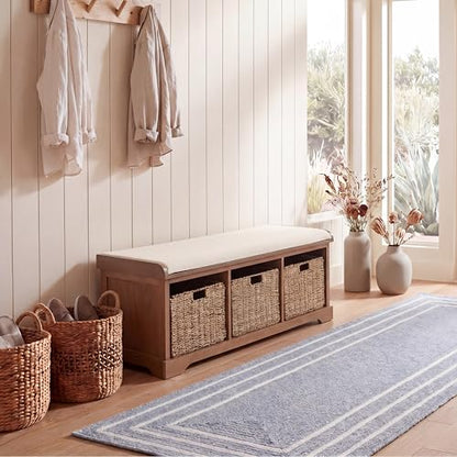SAFAVIEH Furniture - Lonan Storage Bench - Sepia - Solid Wood - Farmhouse Lift-Top Design - Ideal for Entryway, Living Room, Hallway, 18" Seat Height (AMH5733B) - color: Sepia