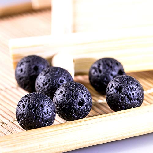Natural Stone Beads 100pcs 6mm Black Lava Round Genuine Stone Beading Loose Gemstone Hole 1mm DIY Beads for Essential Oil Yoga Bracelet Necklace Earrings Jewelry Making (Black Lava Stone Beads,6mm) - color: Black Lava Stone Beads, size: 6mm