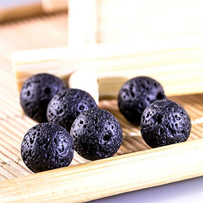 Natural Stone Beads 100pcs 6mm Black Lava Round Genuine Stone Beading Loose Gemstone Hole 1mm DIY Beads for Essential Oil Yoga Bracelet Necklace Earrings Jewelry Making (Black Lava Stone Beads,6mm) - color: Black Lava Stone Beads, size: 6mm