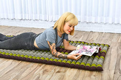 Leewadee Thai Roll Mat 75 x 28 inches Kapok Firm - color: Sf20 - Brown, Green, size: M: 75x28"