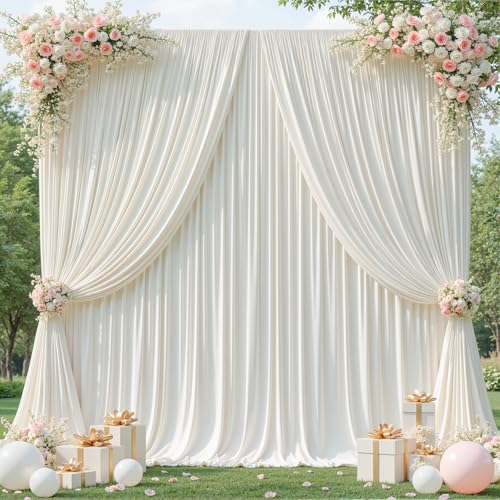 40x10ft Cream White Backdrop Curtains for Wedding Parties Wrinkle Free Photo Backdrop Drapes for Photography Birthday Baby Shower Soft Fabric Party Backgournd for Photoshoot 5x10ft, 8 Panels - color: Cream White, size: W5 x H10'(8 Panels)