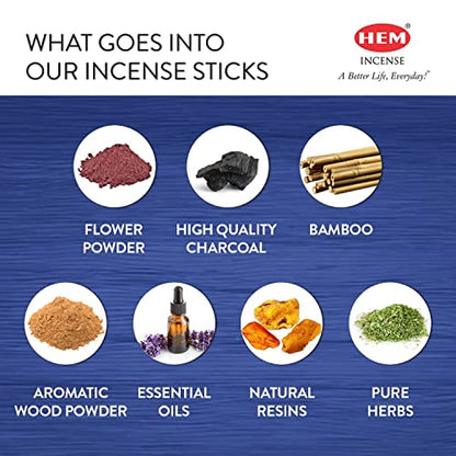 HEM Premium Blue Champa Masala Incense Sticks | Pure Herbs, Wood Powder | Aromatherapy Incense for Stress Relief, Air Purifier & Cleansing | Gift Set - Pack of 12 (15 GMS Each) - size: Blue Champa