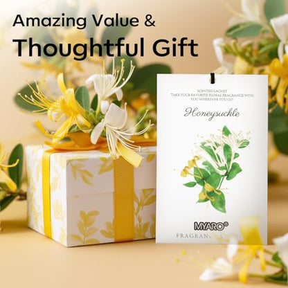 MYARO 12 Pack Honeysuckle Scented Sachets, Closet Deodorizer Car Freshener - color: Honeysuckle, size: 12 Packs