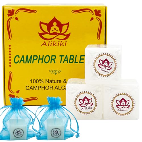 100% Pure Natural Camphor Tablets - (140 Gram,18 Tablets) Camphor Blocks for Aromatherapy, Odor Elimination, Puja - Alcanfor en Bloques, Alcanfor Cubes, Alcanfor en Bolitas, Kapoor for Pooja - size: 140 grams - 18 tablets