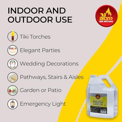 Ner Mitzvah Citronella Scented Lamp Oil, 1 Gallon - Smokeless and Odorless Insect and Mosquito Repellent Paraffin Lamp Oil for Indoor and Outdoor Lanterns, Torches, Oil Candle - size: 1 Gallon
