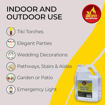 Ner Mitzvah Citronella Scented Lamp Oil, 1 Gallon - Smokeless and Odorless Insect and Mosquito Repellent Paraffin Lamp Oil for Indoor and Outdoor Lanterns, Torches, Oil Candle - size: 1 Gallon