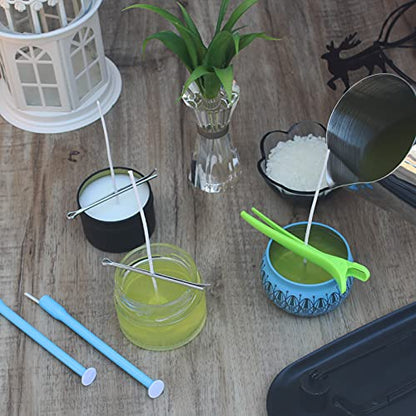CandMak Candle Wick Kit - 60 Cotton Wicks with Tools for Making Thick, 6 inch Candles