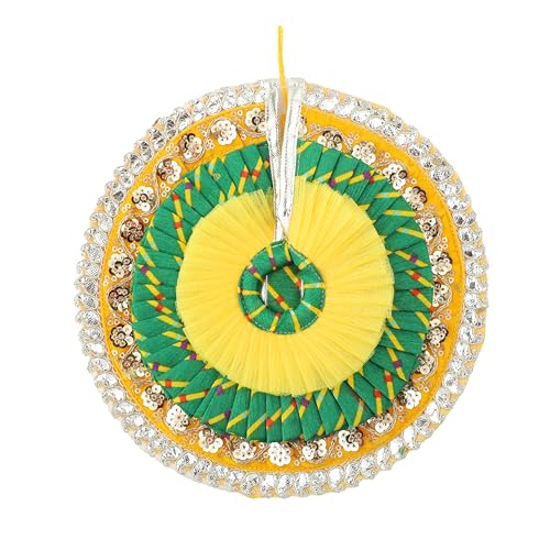 Laddu Gopal Dress with Mukut Bal Kanha ji God Vastra -Green,Yellow (8") - size: 8 inche