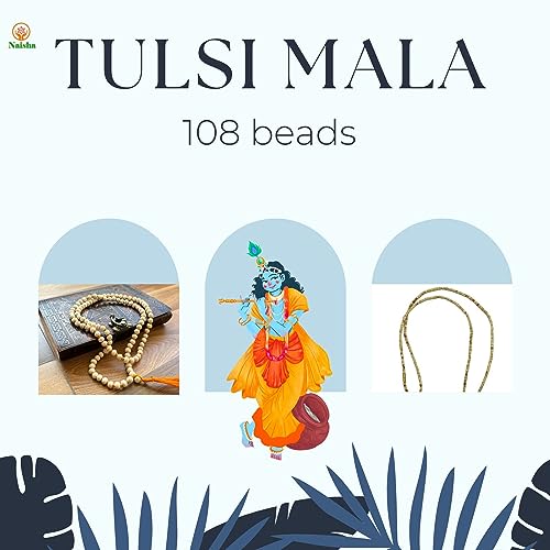 Naisha Tulsi Holy Basil Japa Mala 108+1 Beads & Tulsi Kanthi Mala Tulsi Ki Mala 2 Round Neck Mala Original for Daily Mantra Jaap, (Pack of 2)