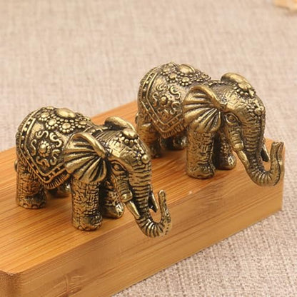 Solid Brass Miniature Elephant Statue,Brass Animals Figurine Decorative, Good Luck Symbol, Ideal Collection Gift，2.05"× 1.14"(1pcs Elephant) - color: Elephant-1pcs
