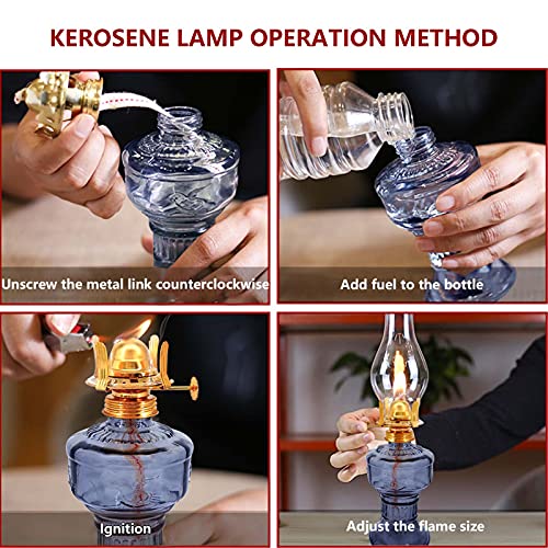 Kerosene Oil Lamp for Indoor Use,1 Kerosene Lamp,1 Tweezers and 2 Wicks - color: Blue