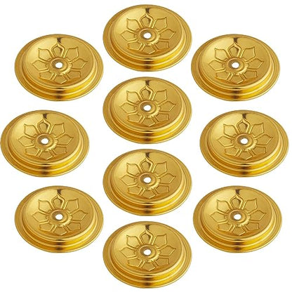 GORGECRAFT 10Pcs Metal Floating Wick Ghee Oil Lamp Disc Holder Candle Float Stand Rack Replacement Table Centerpiece Worship Tealight Wick Centering Devices Buddhist Supplies for Temple Kerosene Fuel