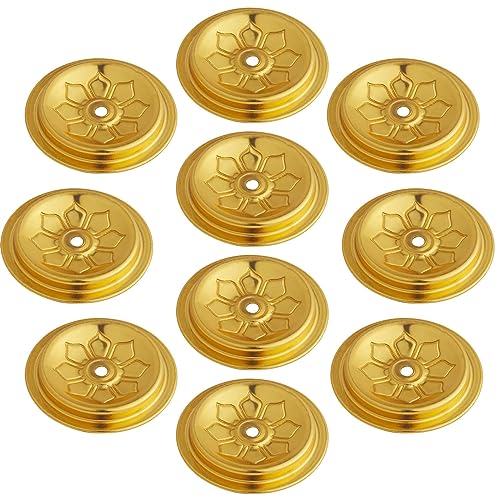 GORGECRAFT 10Pcs Metal Floating Wick Ghee Oil Lamp Disc Holder Candle Float Stand Rack Replacement Table Centerpiece Worship Tealight Wick Centering Devices Buddhist Supplies for Temple Kerosene Fuel