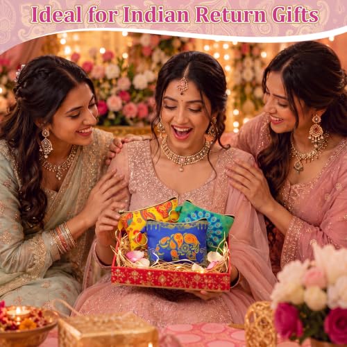 18 Pcs Indian Return Gift for Pooja Classic Indian Motifs Purse - style: Classic