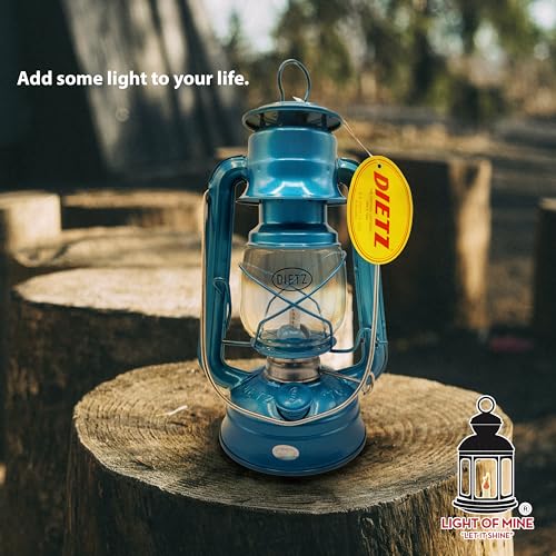 Light of Mine - Dietz #76 Original Blue Oil Lantern Bundle Including 6-Pack of 100% Cotton 1/2" Replacement Wick Strips (#76, Blue) - style: Blue