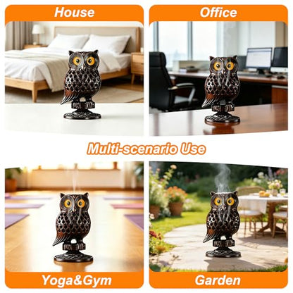 Alloy Owl Shaped Incense Burner with Incense Coils–(Purple) - color: Purple