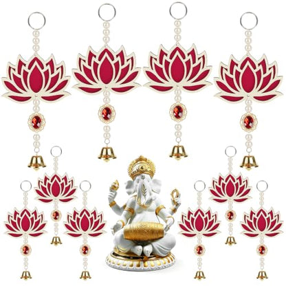 10 Pcs Lotus Decorations for Pooja Diwali Decoration for Home Indian Floral Lotus Hangings for Temple, Wedding, Festival, Wall, Navratri, Ganesh Pooja, Puja, Hindu, Shubh Labh, and Christmas Garlands