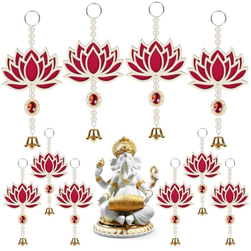 10 Pcs Lotus Decorations for Pooja Diwali Decoration for Home Indian Floral Lotus Hangings for Temple, Wedding, Festival, Wall, Navratri, Ganesh Pooja, Puja, Hindu, Shubh Labh, and Christmas Garlands