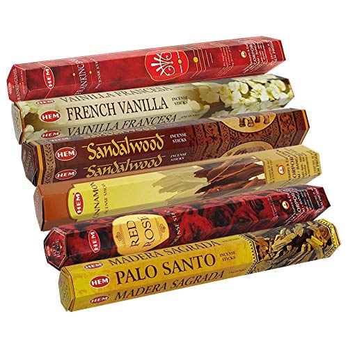 Hem Incense Sticks Variety Pack #22 and Incense Stick Holder Bundle with 6 Most Desired Fragrances - color: Six Popular 1