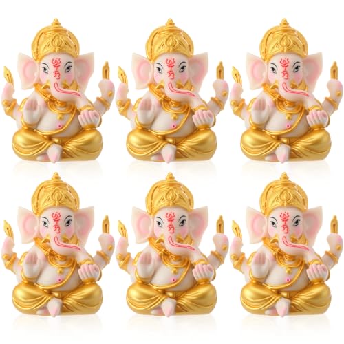 Soulchen 6 Pcs Indian Return Gifts for Pooja Ganesh Statue Small Elephants Statues Bulk Ganesha Diwali Decor Symbol of Lucky Wealth Prosperity for Diwali Pooja Wedding Favor (Classic Style) - style: Classic
