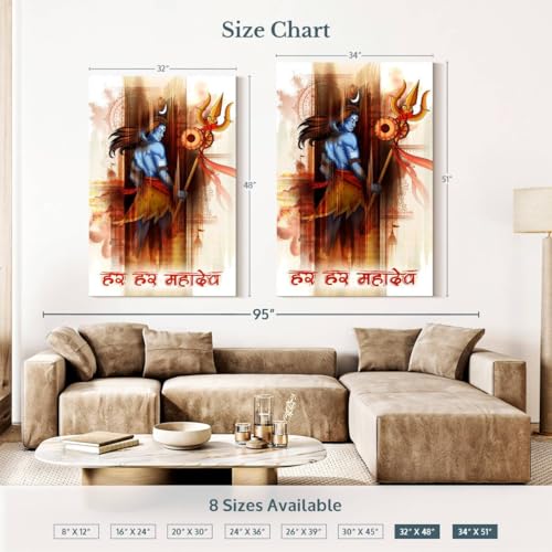 ElephantStock - Lord Shiva Abstract Wall Art - Vertical Canvas Wall Art - Living Room Wall Decor - Digital Art Religion And Spirituality Canvas Art - Brown And Orange Decor - 34" x 51" - size: 51"L x 34"W
