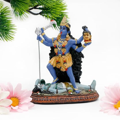 BangBangDa Hindu God Kali Maa Statue - 5.1”H Polystone Hindu Goddess Lord Kali Idol for Home Temple Mandir Altar Murit Pooja Item Birthday Diwali Gift for Indian Family Friend People