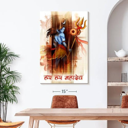 ElephantStock - Lord Shiva Abstract Wall Art - Vertical Canvas Wall Art - Living Room Wall Decor - Digital Art Religion And Spirituality Canvas Art - Brown And Orange Decor - 30" x 45" - size: 45L" x 30W"