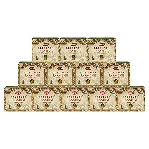 Precious Jasmine Incense Cones and Cone Incense Burner Bundle Insence Insense Hem Incense - color: Precious Jasmine