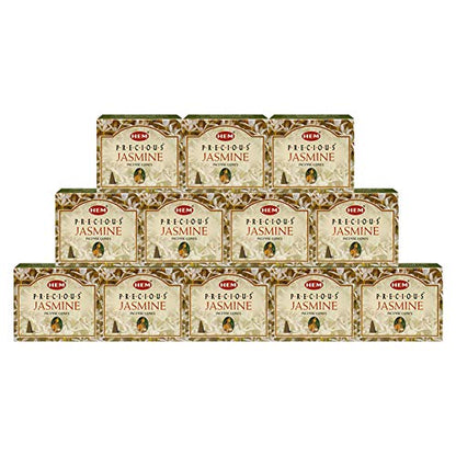 Precious Jasmine Incense Cones and Cone Incense Burner Bundle Insence Insense Hem Incense - color: Precious Jasmine