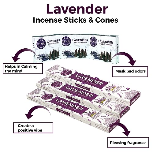 Lavender Incense Sticks & Incense Cones Combo Pack - 60 Insence-Sticks + 30 Insence Cones - Inscense - Incense Cones Scented - Insents - color: Lavender