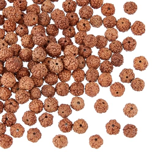 DICOSMETIC 150Pcs Rudraksha Beads Small Meditation Prayer Beads Round Loose Energy Bead 5-6mm Natural Wood Mini Bodhi Bead for DIY Bracelet Jewelry Making - size: 6-9x6-9mm