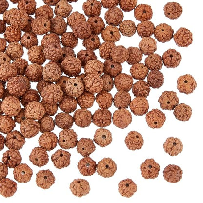 DICOSMETIC 150Pcs Rudraksha Beads Small Meditation Prayer Beads Round Loose Energy Bead 5-6mm Natural Wood Mini Bodhi Bead for DIY Bracelet Jewelry Making - size: 6-9x6-9mm