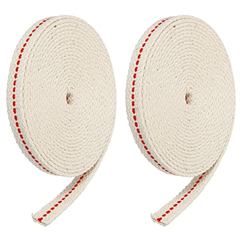 MECCANIXITY Oil Lamp Wick 0.4 Inch Flat Wide 10 Foot Cotton Lanterns Wick with Red Stitch for Kerosene Burner Lighting, 2 Roll - color: Red, size: 0.39 Inch x 10 Ft