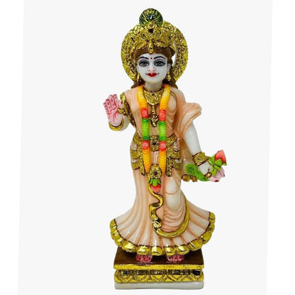 GLOOKS 9-Inch Radha Krishna Marble Dust Idol - Handcrafted Radhey Shyam Statue