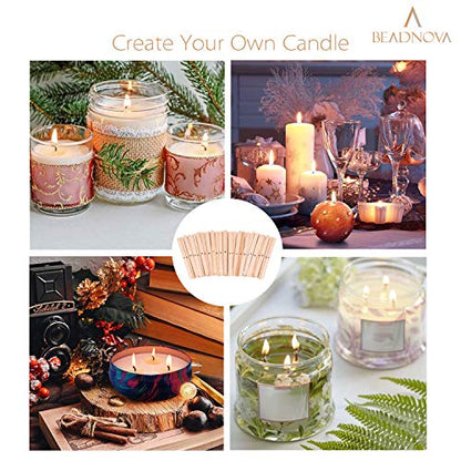 BEADNOVA Candle Wick Holders for Candle Making Wooden Wick Holder 50 pcs Centering Device Bar for DIY Making - color: 50pcs