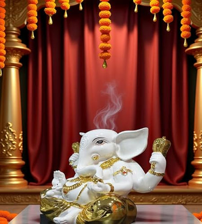 9.5 Inch White Polyresin Lord Ganesha Vinayaka Vignesha Idol for Home Decor Statue Figurine Murti Showpiece K4779 - size: Model 6 - 9.5 Inch White